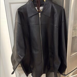 Black Leather Zip-Front Jacket